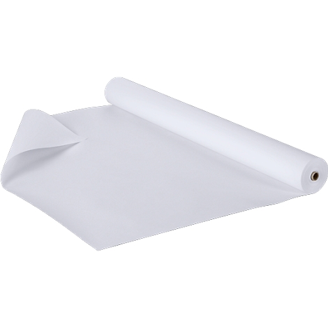 Papel blanco de un rollo, parcialmente desenrollado. Un trozo está doblado.