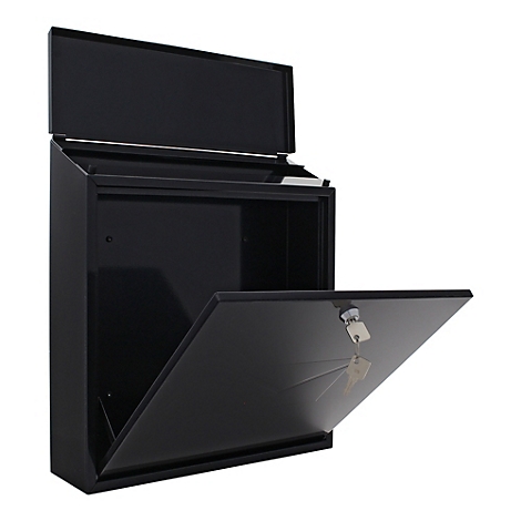 Rottner Briefkasten Firenze, Wandmontage, Zylinderschloss, 2 Schlüssel, Stahlblech, B 365 x T 115 x H 390 mm, schwarz-grau