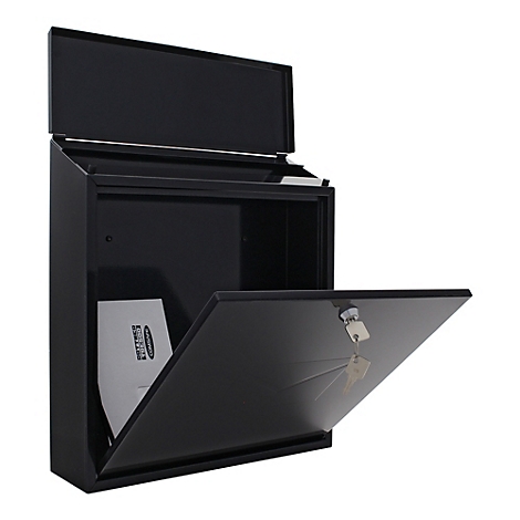 Rottner Briefkasten Firenze, Wandmontage, Zylinderschloss, 2 Schlüssel, Stahlblech, B 365 x T 115 x H 390 mm, schwarz-grau