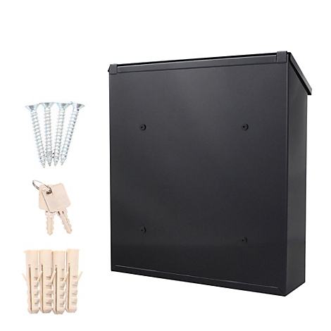 Rottner Briefkasten Firenze, Wandmontage, Zylinderschloss, 2 Schlüssel, Stahlblech, B 365 x T 115 x H 390 mm, schwarz-grau