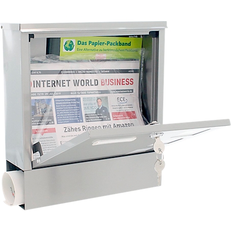 Rottner Briefkasten Lago Inox – Edelstahl, langlebig, mit Sichtfenstern und Zeitungsrolle