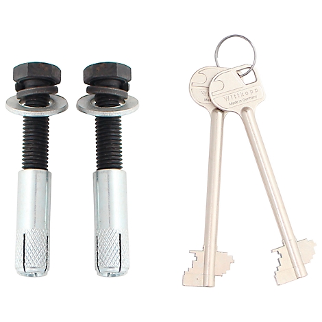 Two bolts with nuts, washers and two keys with "Wittkopp" lettering.