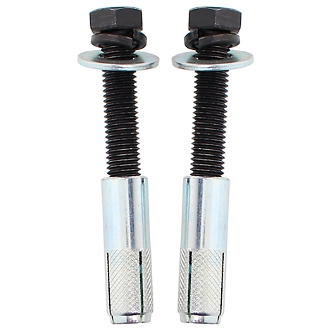 Two screws with thread, washer, and hexagonal head.