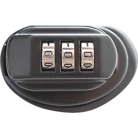 Gros plan d'un cadenas noir avec les chiffres 0, 0 et 0 dans des cadrans argentés.
