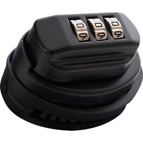 Cadenas noir avec code numérique. Trois molettes avec les chiffres 0, 9 et 9 en haut.