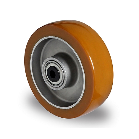 Roue encastrée CASCOO AAU5, avec ø de roue 100 mm x L 40 mm, jante en aluminium, bande de roulement en polyuréthane, marron, double roulement à billes, jusqu'à 250 kg
