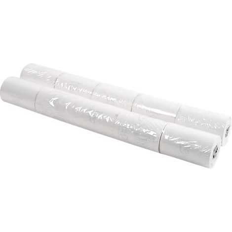 Deux rouleaux de papier blanc, emballés dans du plastique.