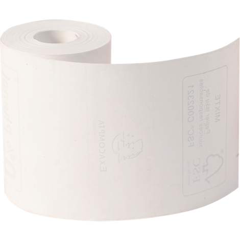 Un rouleau de papier avec une impression légèrement visible.