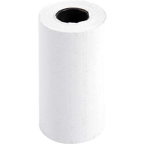 Gros plan d'un rouleau de papier. Le papier blanc est enroulé autour d'une bobine noire et creuse.
