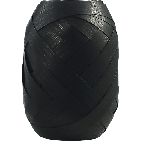 Sphère en matériau noir tressé. La structure rappelle des rubans tressés entrelacés.
