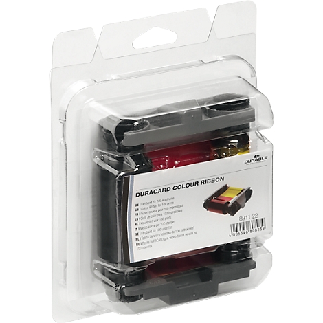 Une cartouche de ruban couleur DURACARD dans un blister transparent.