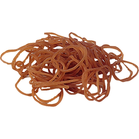 Pile of brown rubber bands intertwined.