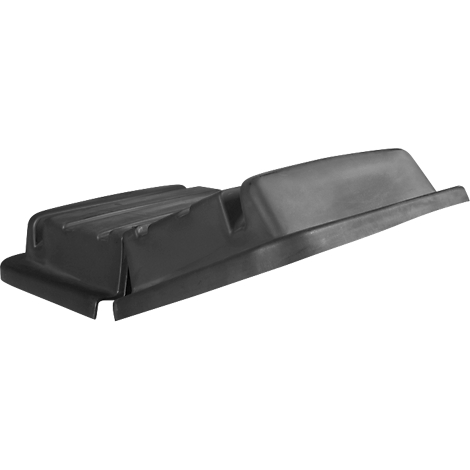 Schwarze Kunststoffschale mit rechteckiger Form und leicht gewölbter Oberfläche.