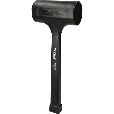 Schwarzer Gummihammer, KS TOOLS, Griff mit Logo und Prägung.