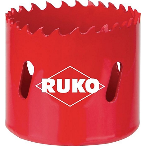 Rode gatzagen met gekartelde rand en wit "RUKO" logo.