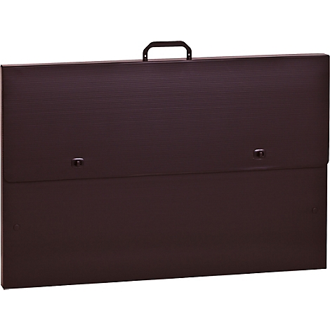 Braune Aktentasche mit geriffelter Oberfläche, Tragegriff oben. Zwei Verschlüsse.