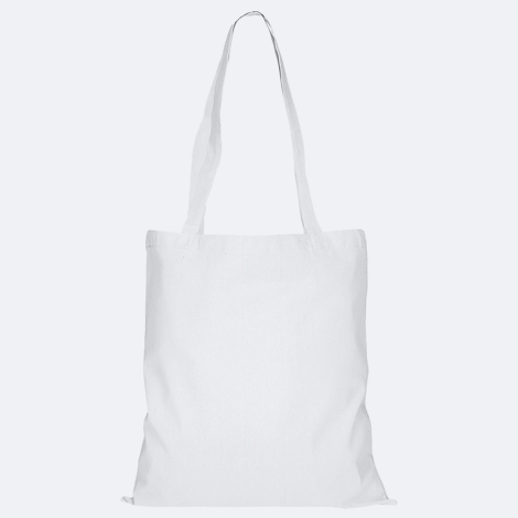 Sac fourre-tout blanc avec deux poignées sur fond clair.