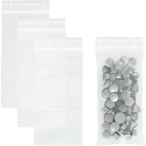 Sachets à fermeture à pression - polypropylène - 50% de matières régénérées - 100 × 200 mm – transparent - sans impression - 1000 pièces par paquet