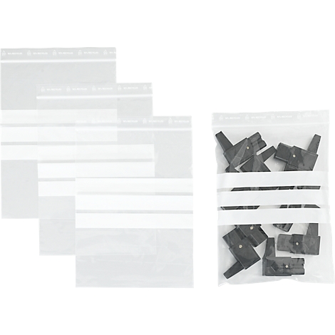 Sachets à fermeture à pression - polypropylène - 50% de matières régénérées - 160 × 220 mm - 50 µm - transparent - avec 3 zones inscriptibles - 1000 pièces par paquet