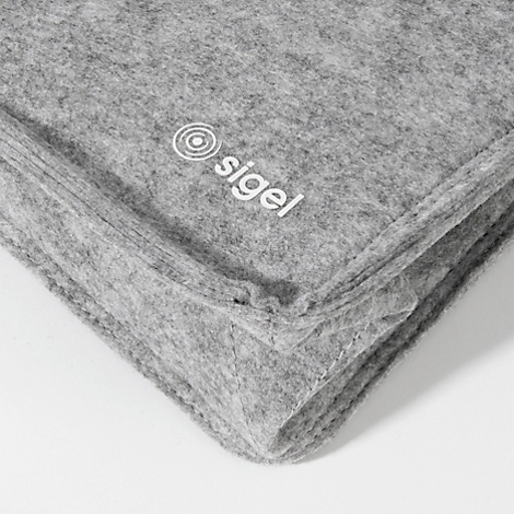 Tissu de feutre gris avec le logo blanc Sigel.