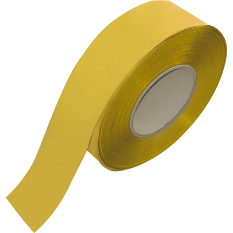 A roll of yellow tape unrolling.