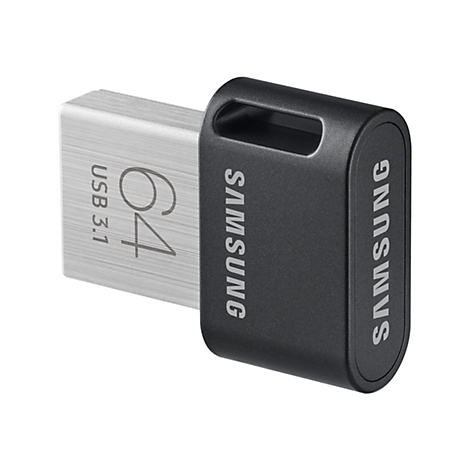 Zwei USB-Sticks von Samsung. Einer silbern mit 64 GB USB 3.1 Aufdruck, der andere schwarz.
