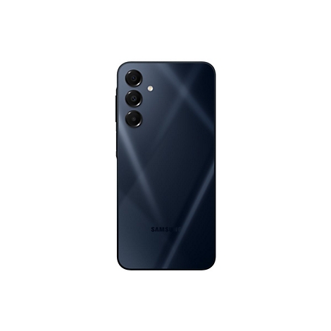 Dunkelblaues Smartphone, Rückseite mit 3 Kameras und Blitz. Unten steht "SAMSUNG".