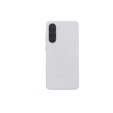 Rückansicht eines weißen Smartphones mit drei Kameras und dem Samsung-Logo.