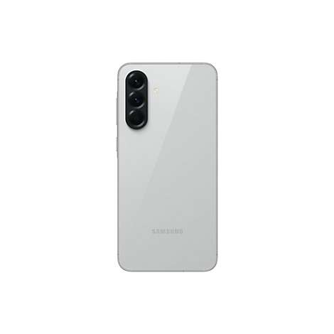 Rückseite eines weißen Smartphones mit drei Kameraobjektiven und Samsung-Logo.