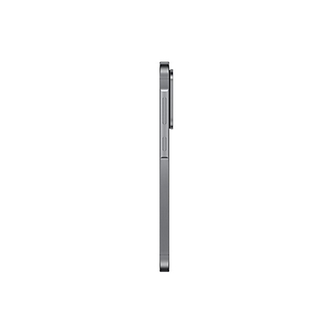 Graues Smartphone in Seitenansicht mit hervorstehender Kamera.