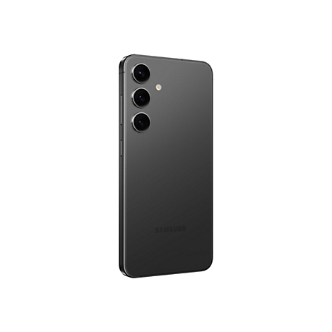 Graues Smartphone, schrÃ¤g von hinten fotografiert. Drei Objektive oben links, darunter Logo.