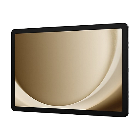 Ein Tablet-PC, der leicht von der Seite betrachtet wird, zeigt ein goldenes Hintergrundbild.