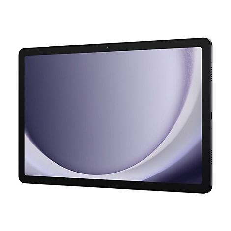 Ein schwarzes Tablet mit abgerundeten Ecken auf weiÃŸem Hintergrund. Der Bildschirm zeigt einen violett-weiÃŸen Hintergrund.