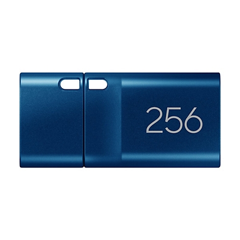 ClÃ© USB bleue, numÃ©ro 256. Boucle pour cordon.