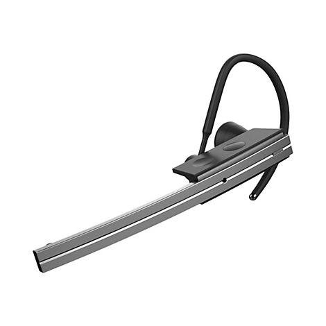 Ein graues Headset mit schwarzem Bügel, auf weißem Hintergrund.