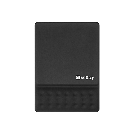 Schwarzes Mauspad mit Handgelenkauflage, rechteckig. Marke Sandberg.