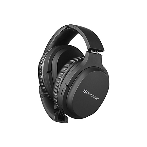 Schwarzer Over-Ear-Kopfhörer von Sandberg mit gepolsterten Ohrmuscheln und Markenlogo.
