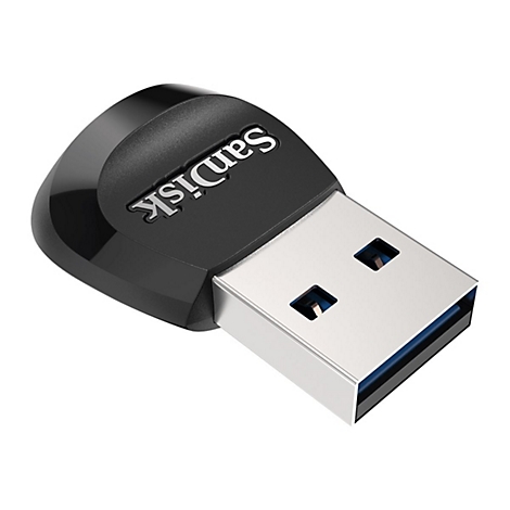 Clé USB noire avec connecteur argenté et logo SanDisk.