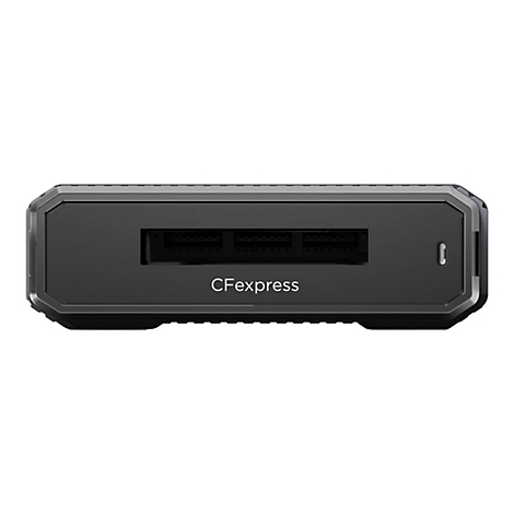 Schwarzer CFexpress Kartenleser. Aufschrift 'CFexpress'.