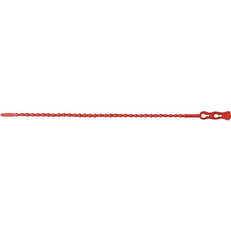Vis rouge avec filetage. Il y a une tête ronde et une tête angulaire à l'extrémité.