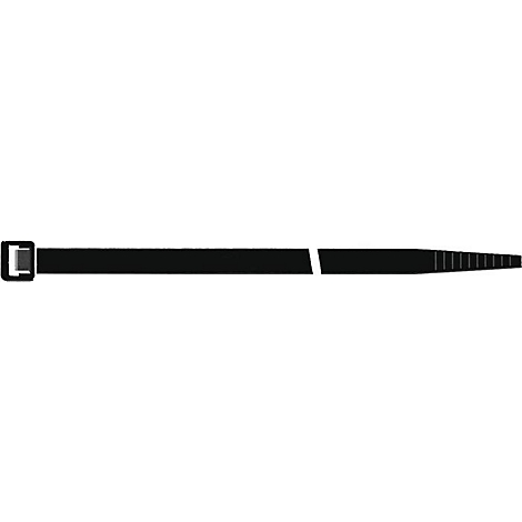 Collier de serrage noir. À l'extrémité, une conicité avec des encoches.