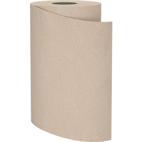 Rol van beige papieren handdoeken. Gedetailleerde weergave van het gestructureerde oppervlak met kleine stippen.