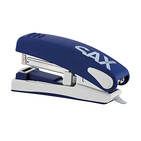 Blau-weißer Tacker, Aufschrift 'SAX design'.
