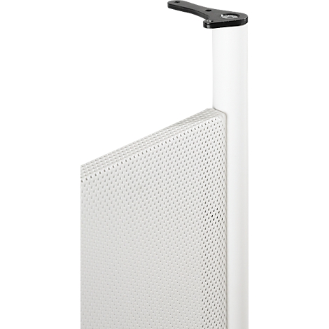 Close-up of a white, textured object with a black bracket and a white tube.