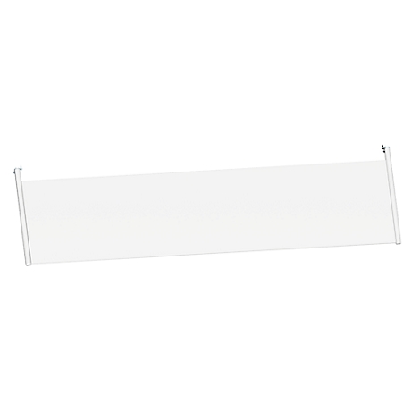 A white, rectangular awning against a white background. It is rolled up and attached at the ends.