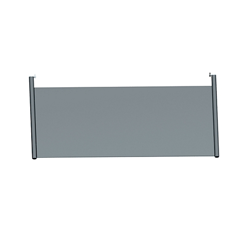Gray, rectangular privacy screen with two vertical columns and a top bracket.