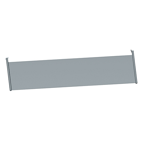 Gray, rectangular awning cover with vertical posts on both ends.