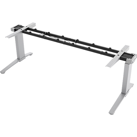 Schäfer Shop Genius Bureautafel PLANOVA ergoSTYLE, C-poot, rechthoek, tweetraps elektr. in hoogte verstelbaar, B 2000 mm, lichtgrijs/blank aluminium 