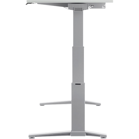 Schäfer Shop Genius Bureautafel PLANOVA ergoSTYLE, C-poot, rechthoek, tweetraps elektr. in hoogte verstelbaar, B 2000 mm, lichtgrijs/blank aluminium 