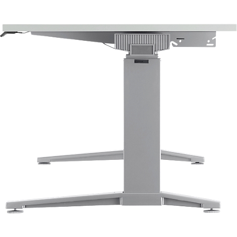 Schäfer Shop Genius Bureautafel PLANOVA ergoSTYLE, C-poot, rechthoek, tweetraps elektr. in hoogte verstelbaar, B 2000 mm, lichtgrijs/blank aluminium 